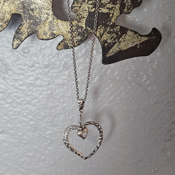 Brighton Open Glitter Heart Crystal Pendant Necklace - Picture 1 of 5